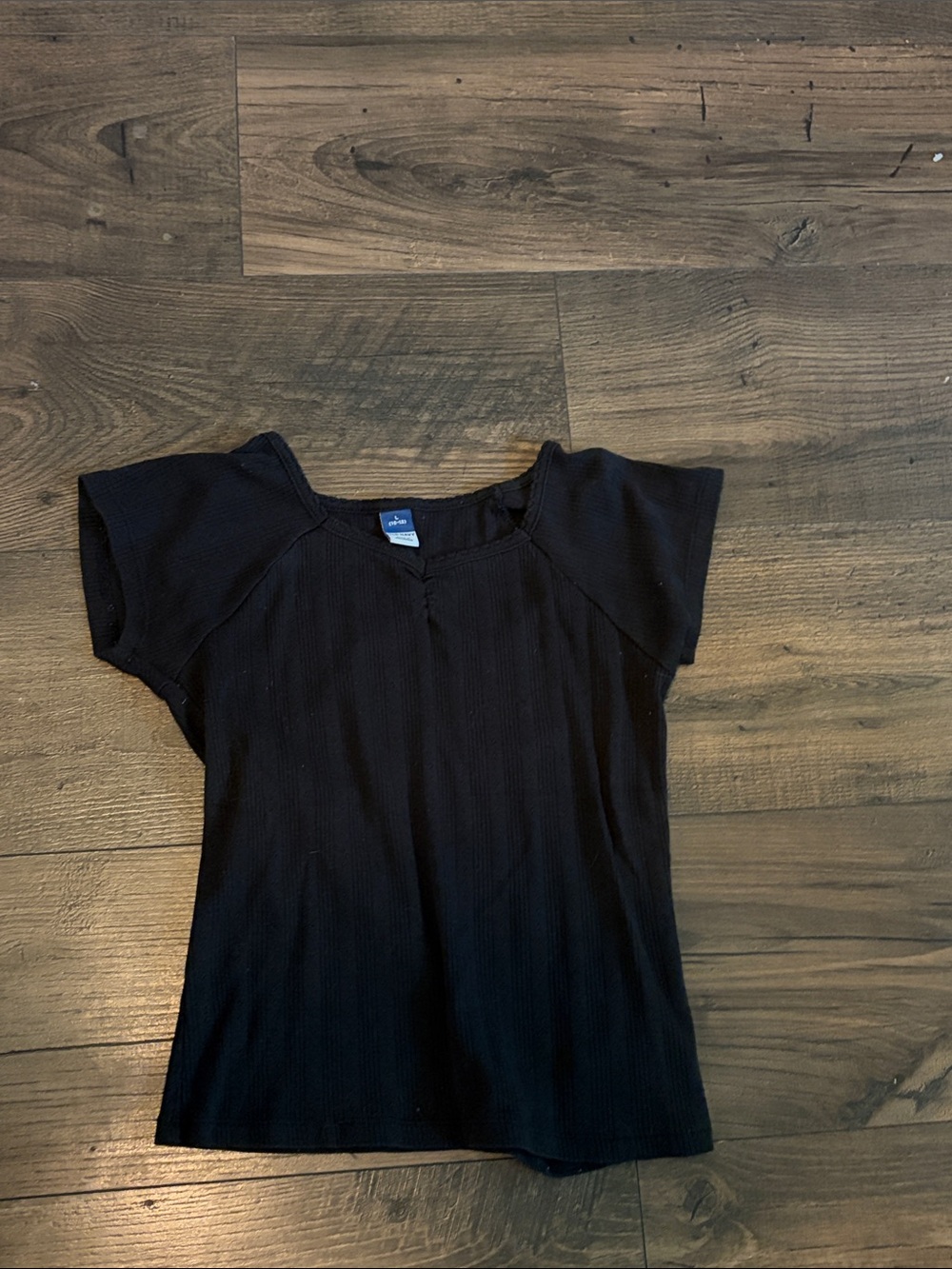 Old Navy Black Short Sleeve Ribbed Tee - Kids